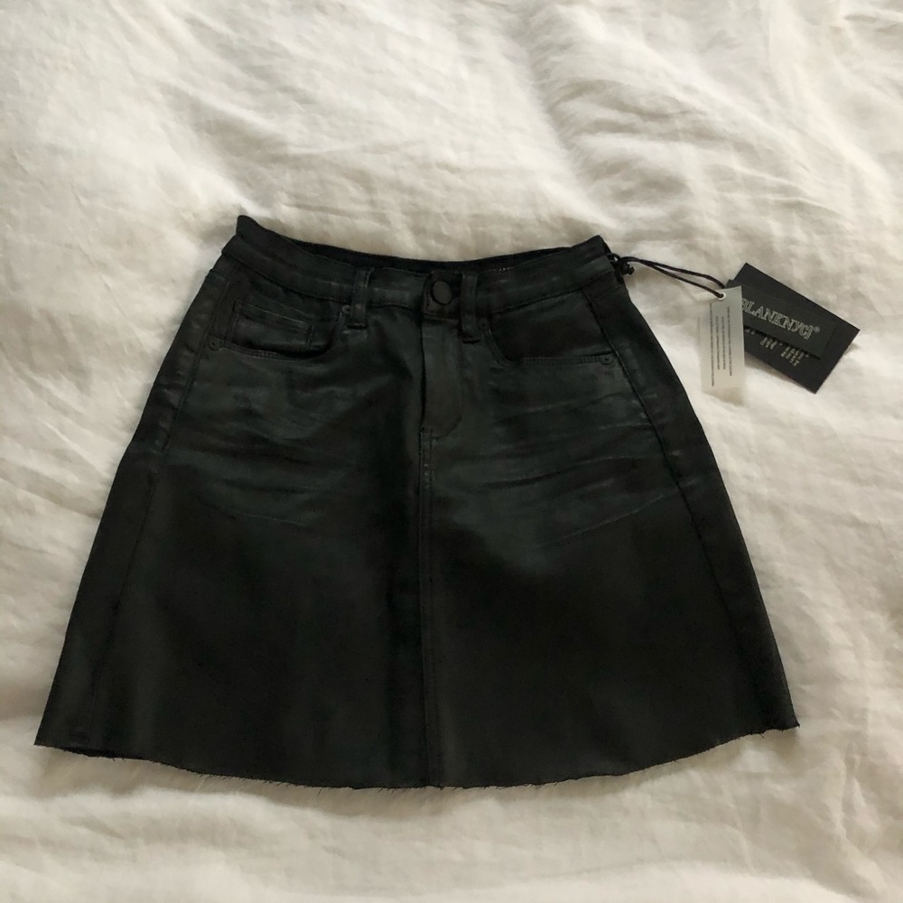 BLANK NYC black coated mini jeans skirt